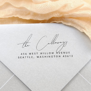 Carimbo Auto Entintado Script de caligrafia Assinatura Endereço de Devolu