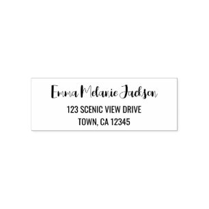 Carimbo Auto Entintado Script de Caligrafia de Na moda Moderno de Endereç