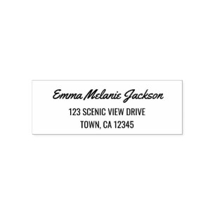 Carimbo Auto Entintado Script de Caligrafia de Na moda Moderno de Endereç