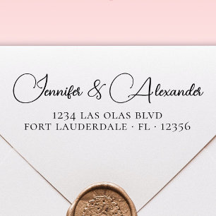 Carimbo Auto Entintado Script de Caligrafia Elegante de Endereço de Devol