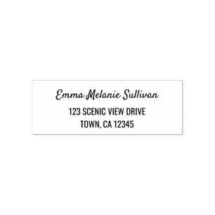 Carimbo Auto Entintado Script de Caligrafia Elegante de Na moda de Endere