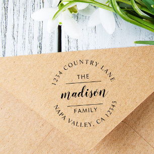 Carimbo Auto Entintado Script de Círculo  Crie Seu Próprio Endereço De