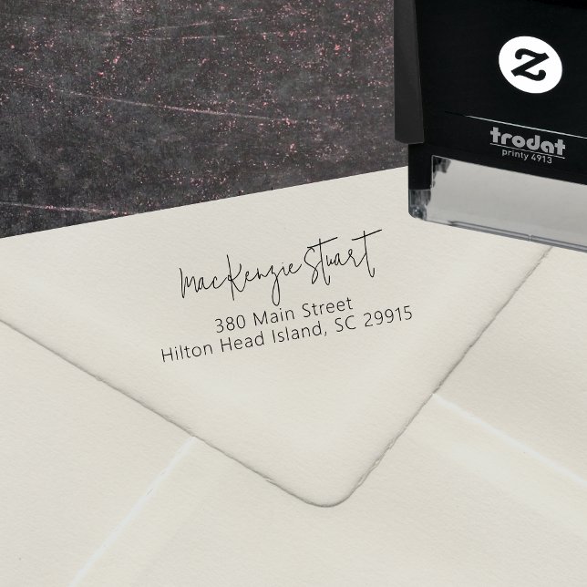 Carimbo Auto Entintado Script de Endereço de Retorno Mínimo Moderno Simpl (Criador carregado)