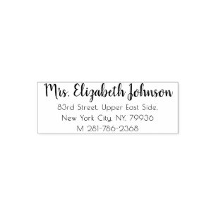 Carimbo Auto Entintado Script De Tipografia Simples Para Seu Endereço De