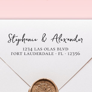 Carimbo Auto Entintado Script manuscrito de endereço de retorno de casame