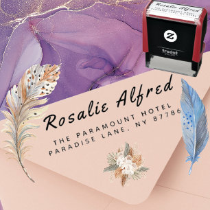 Carimbo Auto Entintado Script Minimalista Moderno de Endereço de Retorno