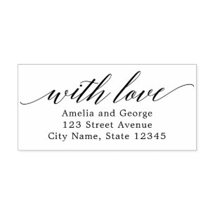 Carimbo Auto Entintado Script Moderno com Endereço de Devolução de Amor M