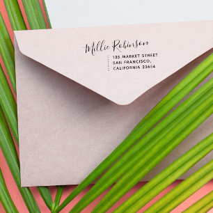 Carimbo Auto Entintado Script Moderno   Nome personalizado e endereço de 