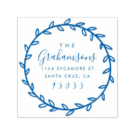 Carimbo Auto Entintado Script Russo e Endereço de Retorno de Wreath desen