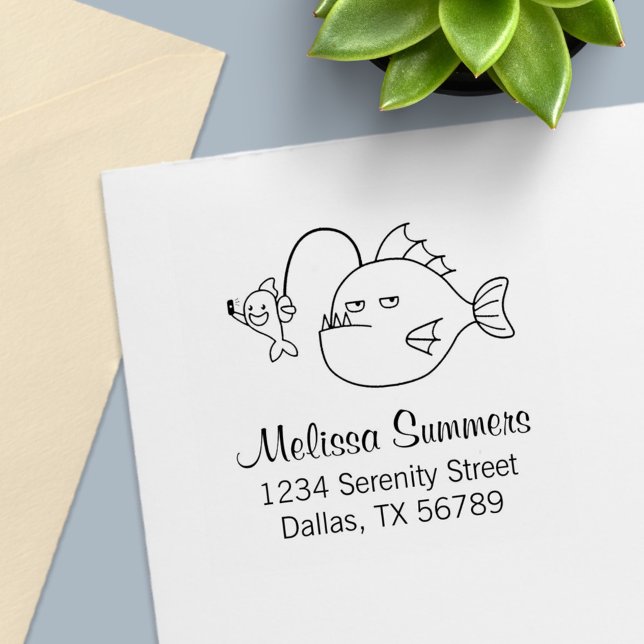 Carimbo Auto Entintado Selfie com Endereço Anglerfish (Criador carregado)