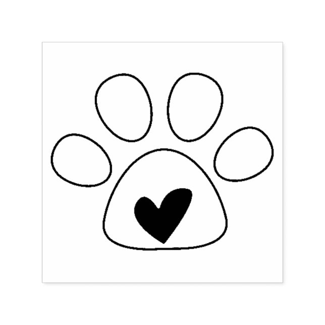 Carimbo Auto Entintado Selo de Amor Cachorro com Coração na Pata (Design)