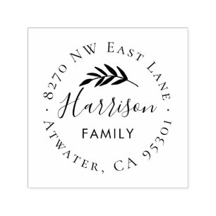 Carimbo Auto Entintado Selo do endereço do círculo do ramo de oliveira