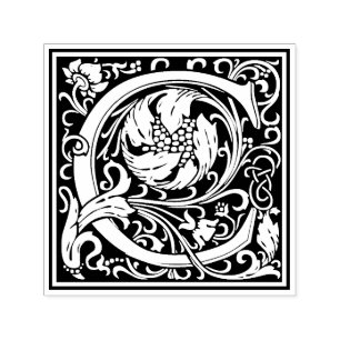 Carimbo Auto Entintado Selo floral do Victorian da letra C de William