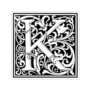 Carimbo Auto Entintado Selo floral do Victorian da letra K de William