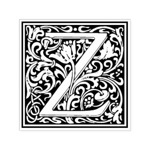 Carimbo Auto Entintado Selo floral do Victorian da letra Z de William