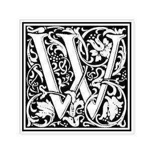 Carimbo Auto Entintado Selo floral do Victorian de W da letra de William