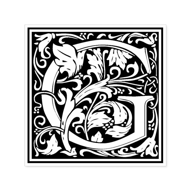 Carimbo Auto Entintado Selo Floral Vitoriano Letra G de William Morris (Design)