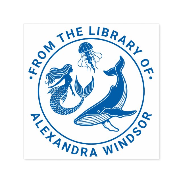 Carimbo Auto Entintado Sereia, Baleia, Jellyfish Biblioteca Nome (Design)