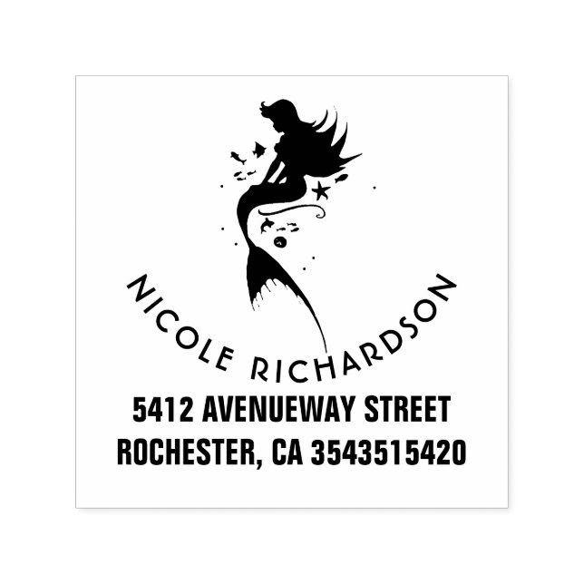 Carimbo Auto Entintado Sereia sob a Celebração de Sea Beach (Design)