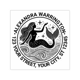 Carimbo Auto Entintado Sereia Sultry no nome das ondas do oceano Endereço