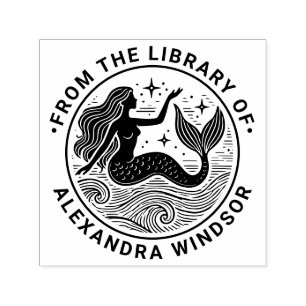 Carimbo Auto Entintado Sereia Sultry no Nome do Livro da Biblioteca das O