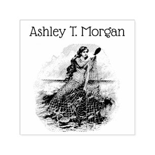 Carimbo Auto Entintado Sereia Vintage Capturada na Rede, Starfish Shell B