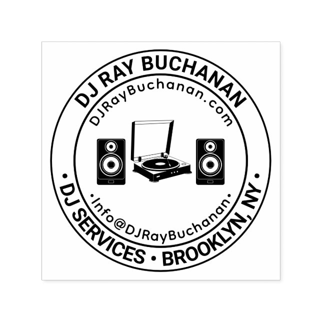 Carimbo Auto Entintado Serviços de DJ Nome do Negócio de Música Localizaç (Design)