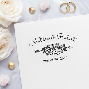 Carimbo Auto Entintado Seta Floral Tribal Salva o Casamento da Data