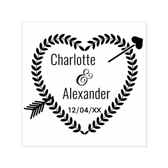 Carimbo Auto Entintado Seta Pierced Heart Wreath #2 Data de Nomes de Casa (Design)