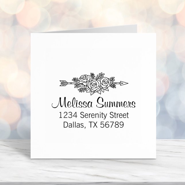 Carimbo Auto Entintado Seta Tribal Floral, Rosa Flores Possuem Endereço 3 (Criador carregado)