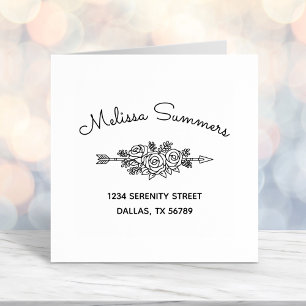 Carimbo Auto Entintado Seta Tribal Floral, Rosa Flores Possuem Endereço 5