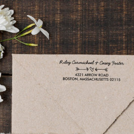 Carimbo Auto Entintado Setas rabiscadas e Nome e Endereço Romântico do Co