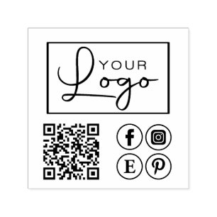 Carimbo Auto Entintado Seu logotipo Código QR Personalizado Mídia social 