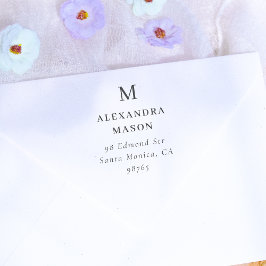 Carimbo Auto Entintado Seu Monograma & Nome Endereço de devolução persona