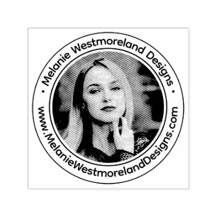 Carimbo Auto Entintado Seu retrato fotográfico #1 Nome redondo Website 