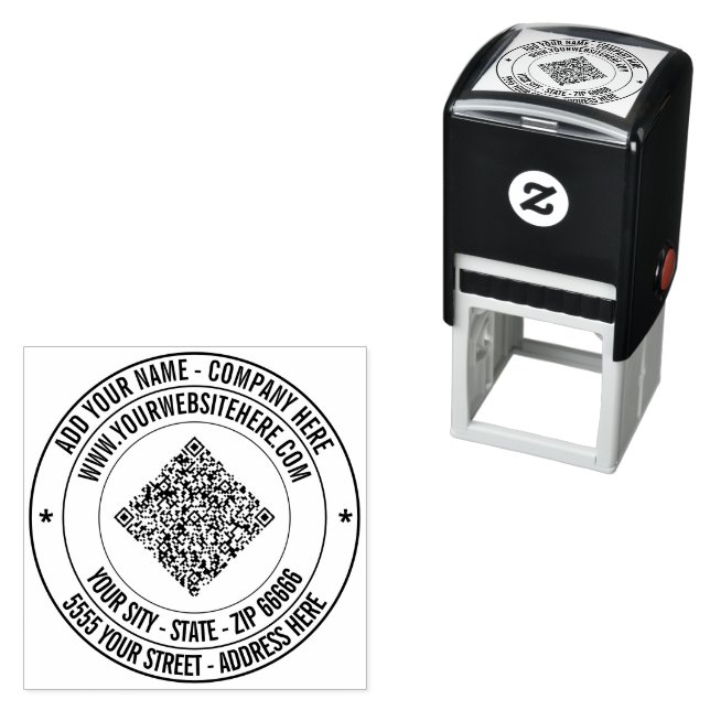 Carimbo Auto Entintado Seu Texto de Endereço de Código QR Selo Automático (In Situ)