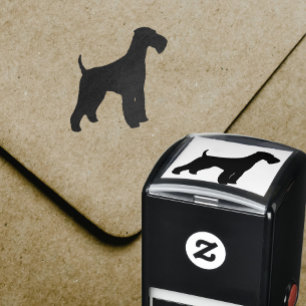 Carimbo Auto Entintado Silhueta de Airedale Terrier
