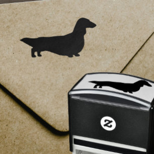 Carimbo Auto Entintado Silhueta de cabelos compridos do Dachshund