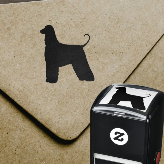 Carimbo Auto Entintado Silhueta de Cachorro Afegão (Criador carregado)