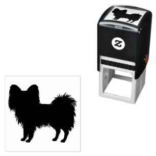 Carimbo Auto Entintado Silhueta de cachorro da raça brinquedo Papillon