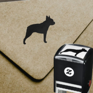 Carimbo Auto Entintado Silhueta de Cachorro de Boston Terrier