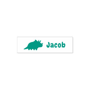 Carimbo Auto Entintado Silhueta de Dinossauro Triceratops Personalizada p