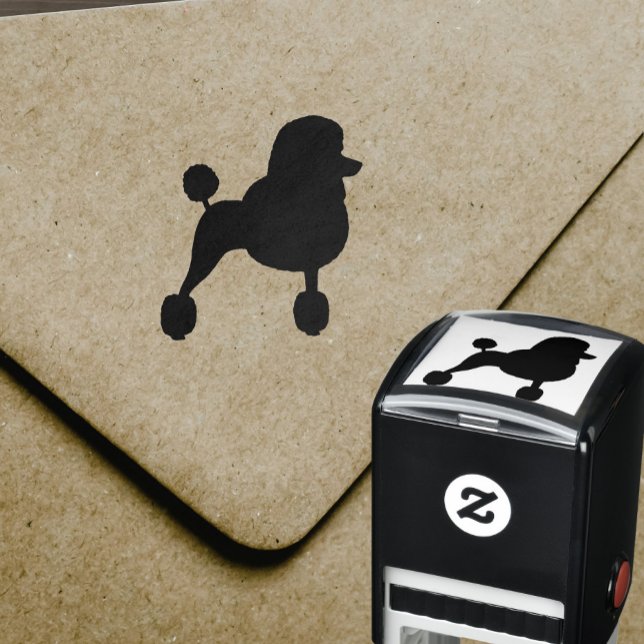 Carimbo Auto Entintado Silhueta de Poodle Padrão do rico (Criador carregado)