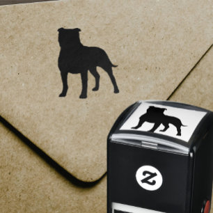 Carimbo Auto Entintado Silhueta de Staffordshire bull terrier