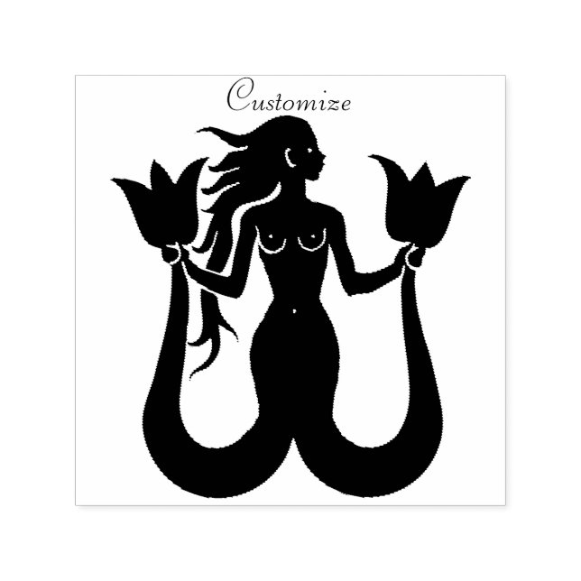 Carimbo Auto Entintado Silhueta Sereia de Duas Caudas Thunder_Cove (Design)