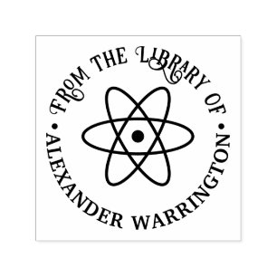 Carimbo Auto Entintado Símbolo Atom nº 1 "Da biblioteca de" Nome do Livro