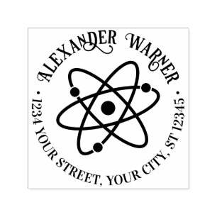 Carimbo Auto Entintado Símbolo Atom nº 2 Nome Endereço de devolução
