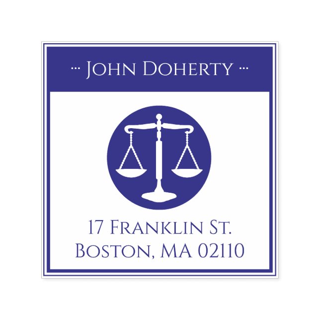 Carimbo Auto Entintado Símbolo de Escalas de Justiça | endereço de retorn (Design)