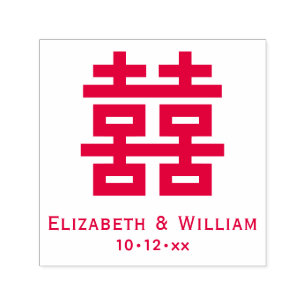 Carimbo Auto Entintado Símbolo de Felicidade Dupla 3 Data de Nomes de Cas