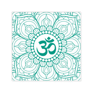 Carimbo Auto Entintado Símbolo Namaste do OM da mandala de Lotus da ioga